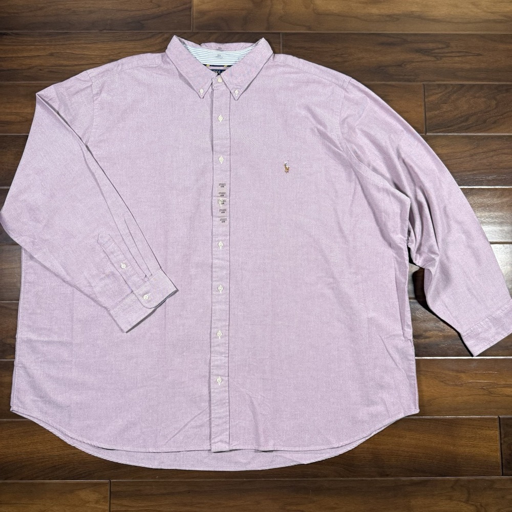Polo Ralph Lauren Men's Size 4XB Red White Woven Classic Fit Oxford Button Shirt